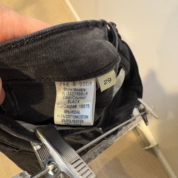 Rag‎ & Bone Women's High Rise Skinny Black Wash Denim Jean 29 Stretch Boho - Picture 7 of 7